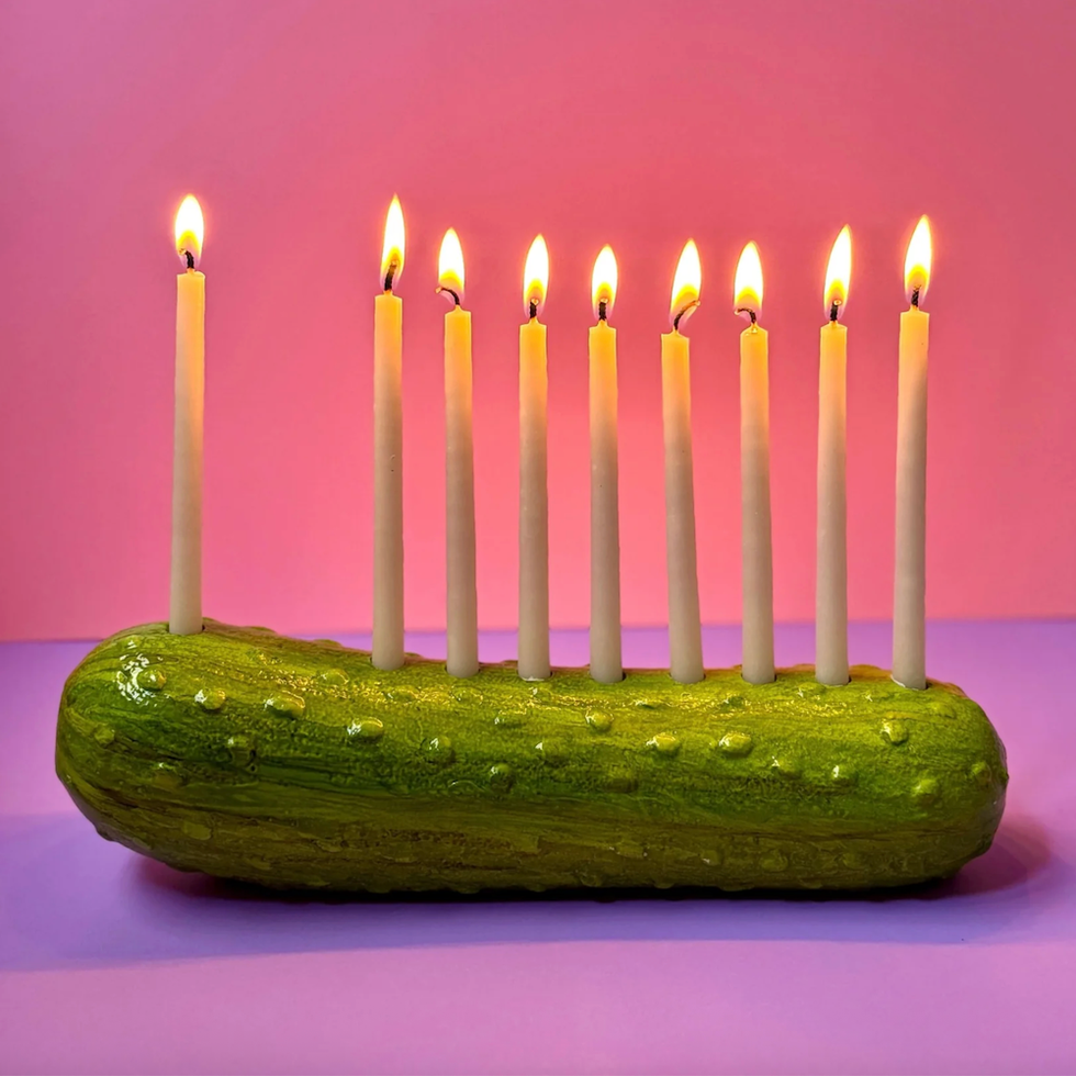 Handmade Pickle Menorah