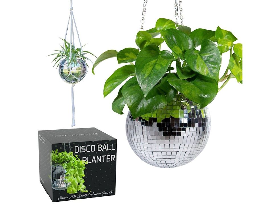 Hanging disco ball planter