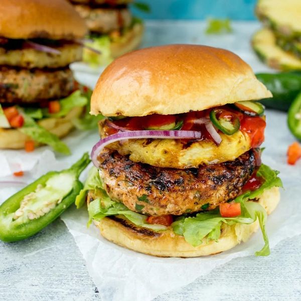 Hawaiian Salmon Burger + Grilled Pineapple