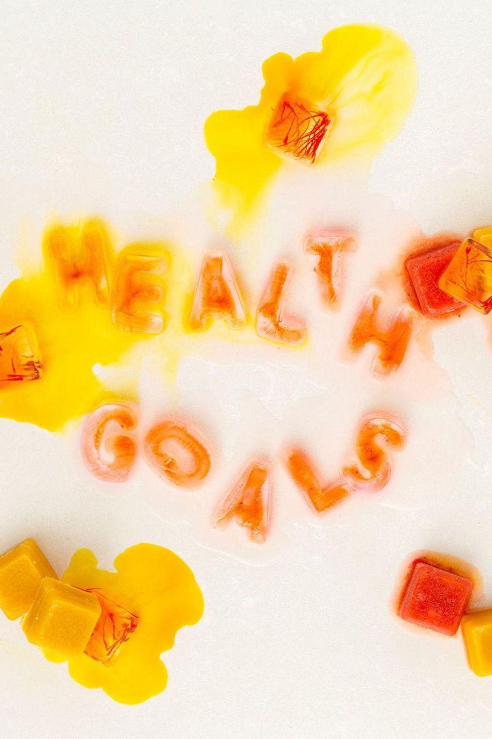 health goals spelled out in ice cubes