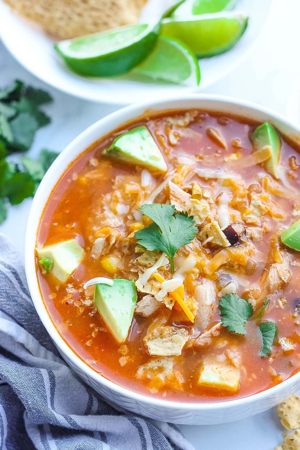 Healthy chicken tortilla soup