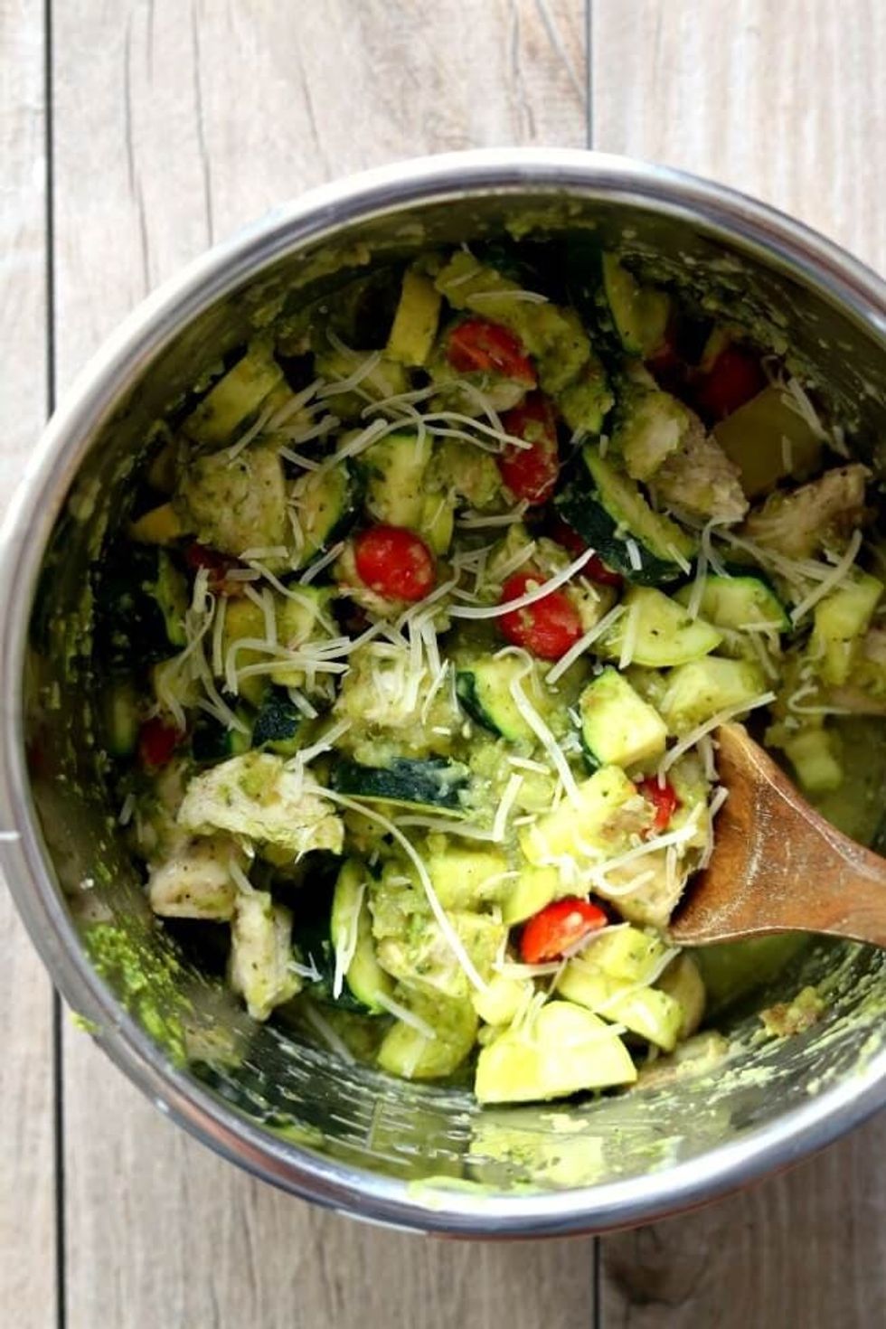 Healthy Crockpot Chicken Pesto Vegetables Recipe