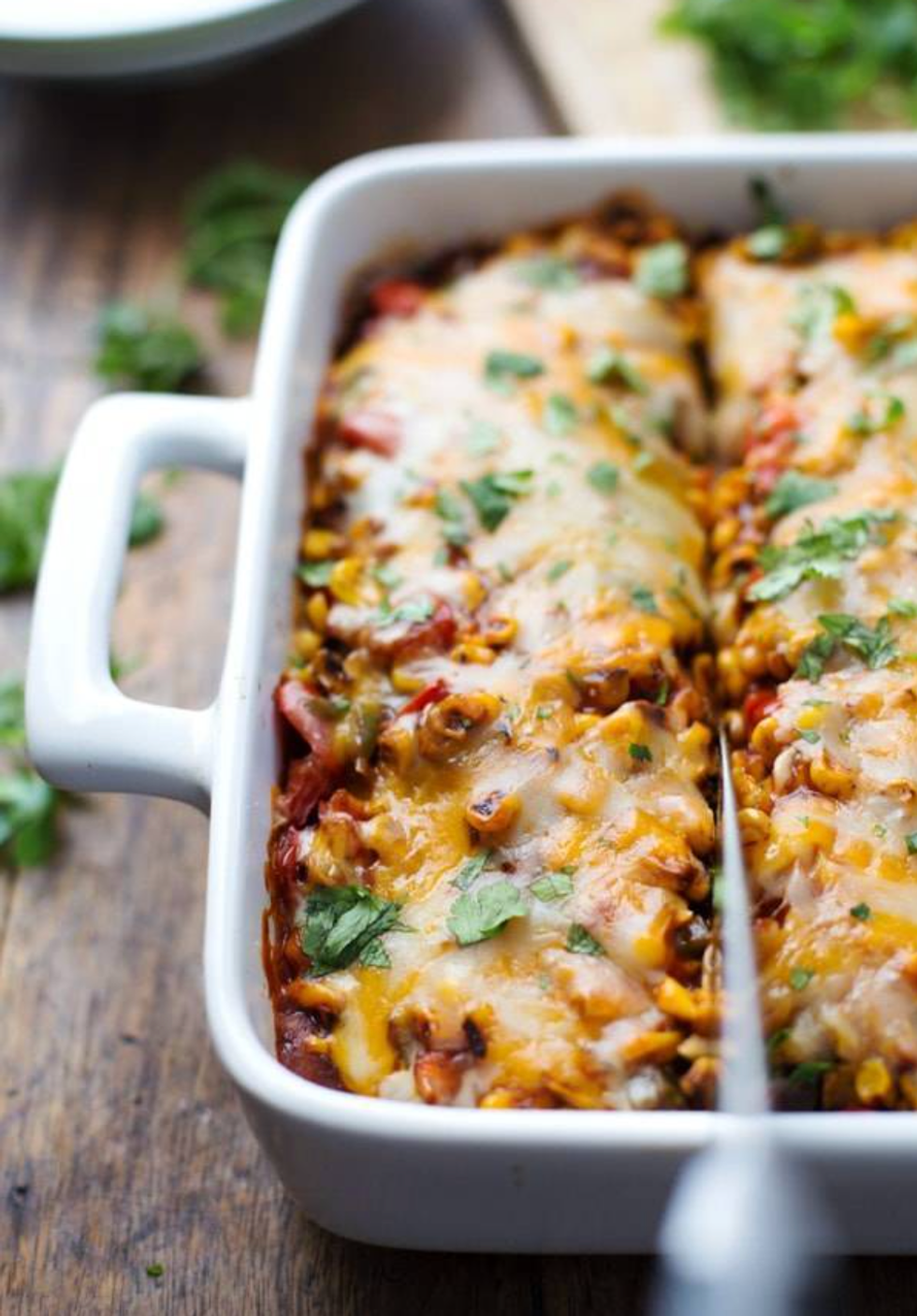 Healthy Mexican Casserole with Roasted Corn and Peppers
