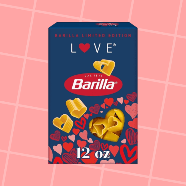 Heart-shaped groceries for 2026 include Barilla's Love pasta, Costco's viral heart macarons, and Trader Joe's heart-shaped ravioli.