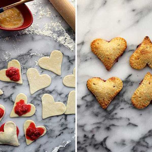 heart shaped pies with lemon and raspberry filling