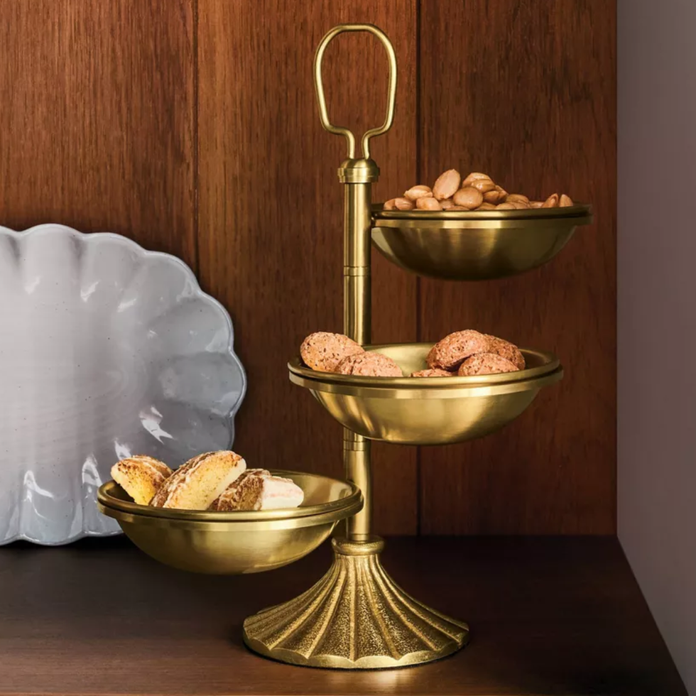 Hearth & Hand With Magnolia Brass Finish Tiered Snack Serving Bowls