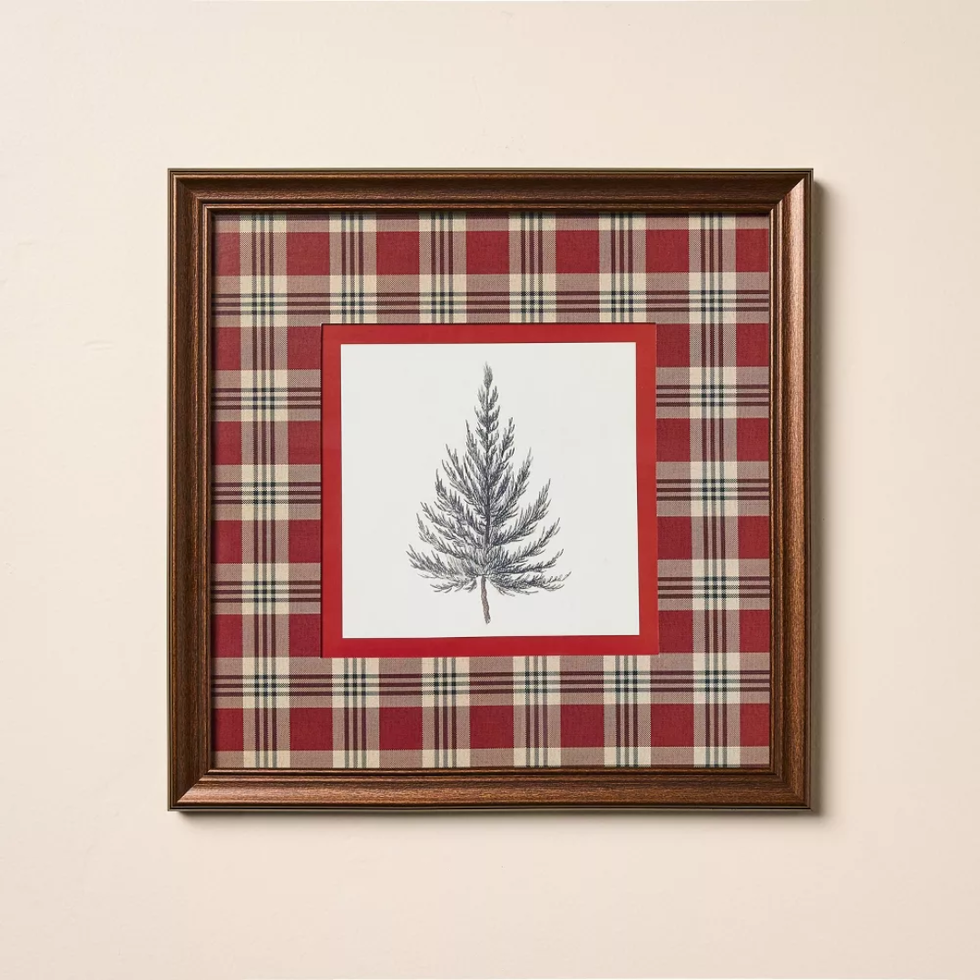 Hearth & Hand With Magnolia Vintage Red Plaid Matte Tree Framed Wall Art