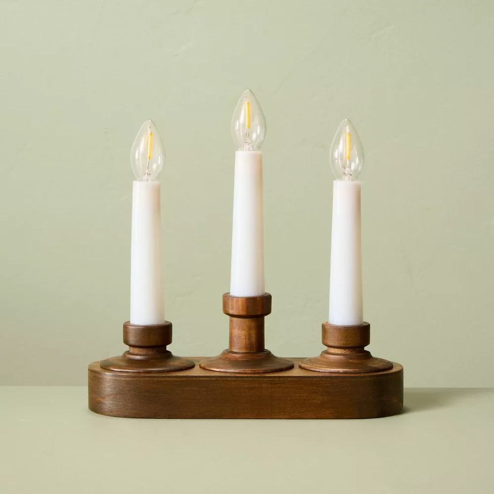 Hearth & Hand With Magnolia Wood Christmas Window Flameless Candelabra