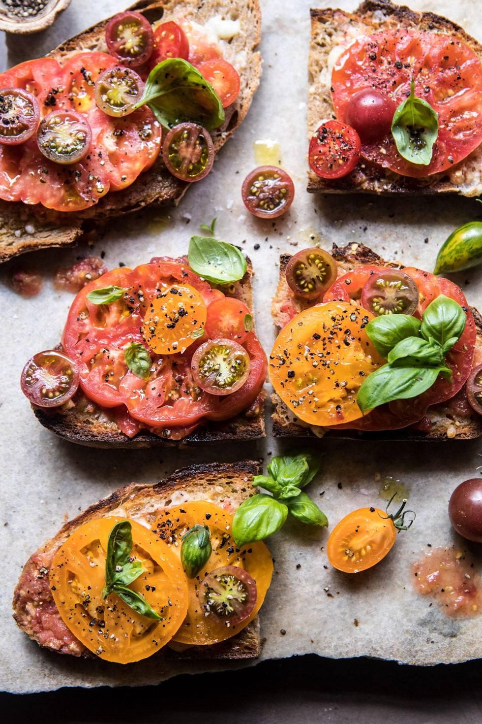 Heirloom Tomato, Basil, and Manchego Toast easy lunch ideas