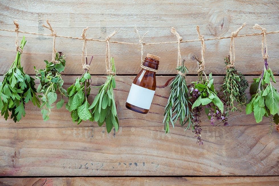 Herbs tied on string
