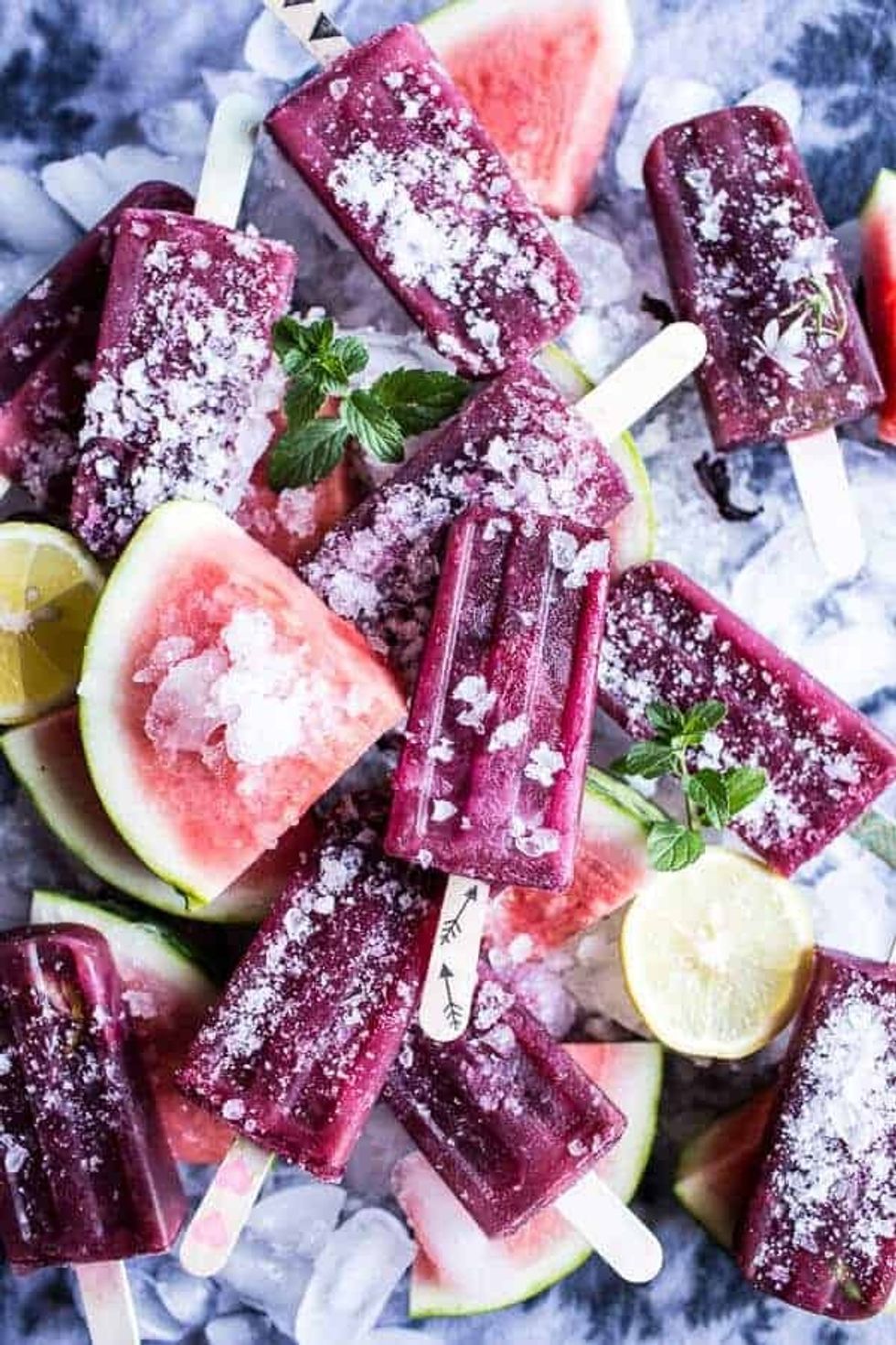 Hibiscus, Mint, + Watermelon Popsicles