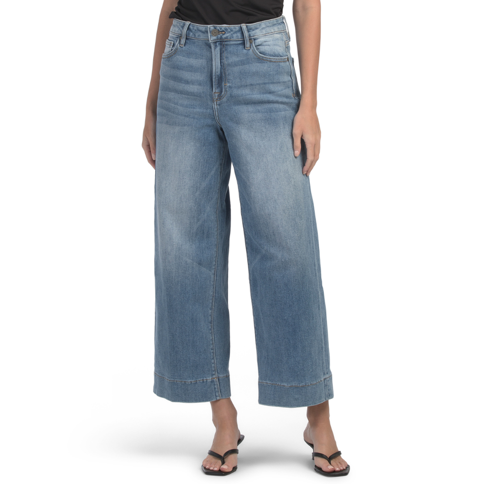 Hidden Cropped Clean Stretch Wide Leg Jeans