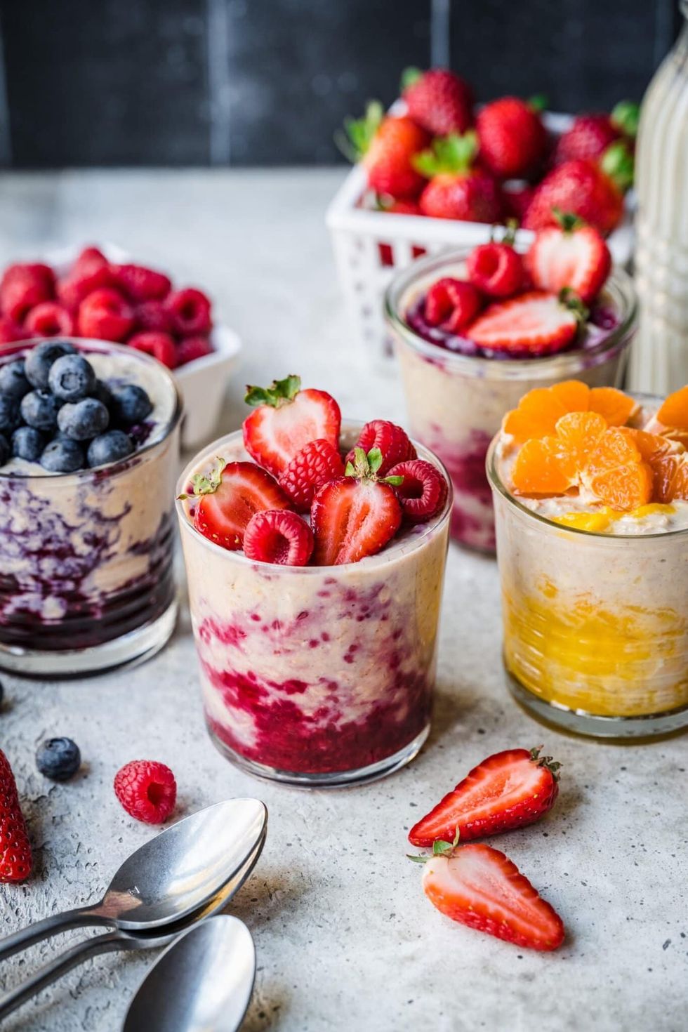 High-Protein Overnight Oats with Frozen Fruit