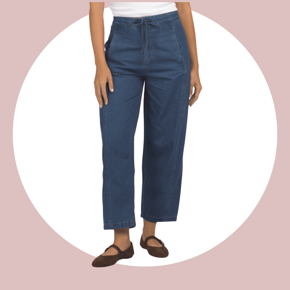 High Waist Front Tie Wide Leg Cropped Denim Pants