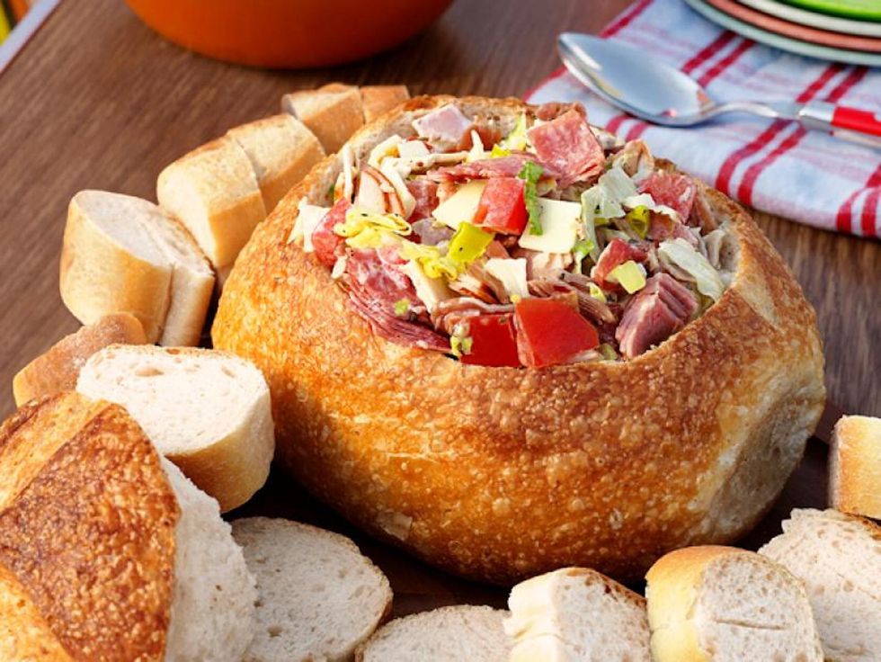 hoagie dip in a bread bowl