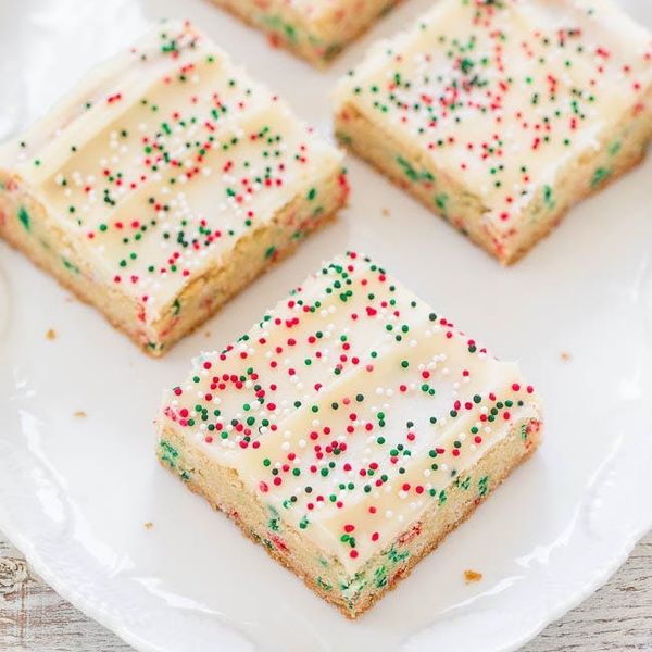 Holiday Sugar Cookie Bars with Cream Cheese Frosting