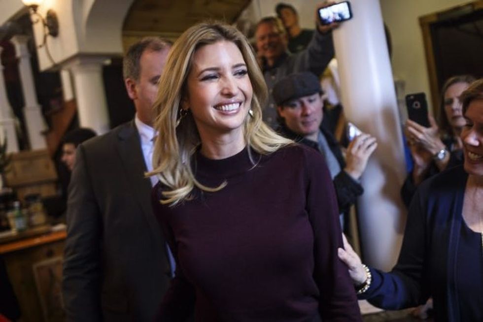 HOLLIS, NH - NOVEMBER 3: Ivanka Trump, daughter of U.S. Republican presidential nominee Donald Trump, smiles after speaking during a campaign event in support of her father in Hollis, NH on Nov. 3, 2016. (Photo by Keith Bedford/The Boston Globe via Getty Images)