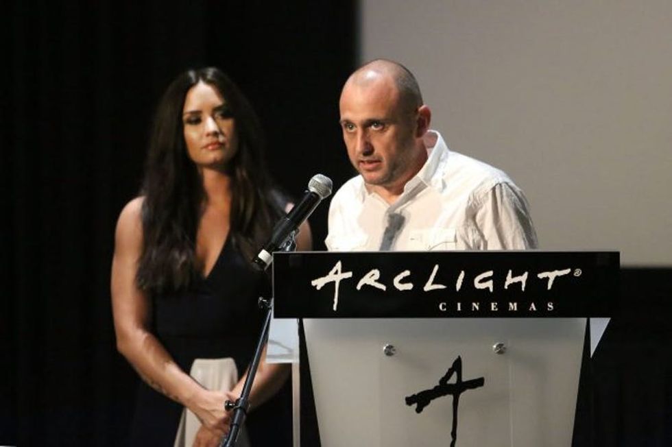 HOLLYWOOD, CA - FEBRUARY 22: Executive producer Demi Lovato and director Shaul Schwarz introduce the film Beyond Silence during the premiere on February 22, 2017 in Los Angeles, California. Lovato's participation is part of the Be Vocal: Speak Up for Mental Health initiative. (Photo by Jesse Grant/Getty Images for Be Vocal)
