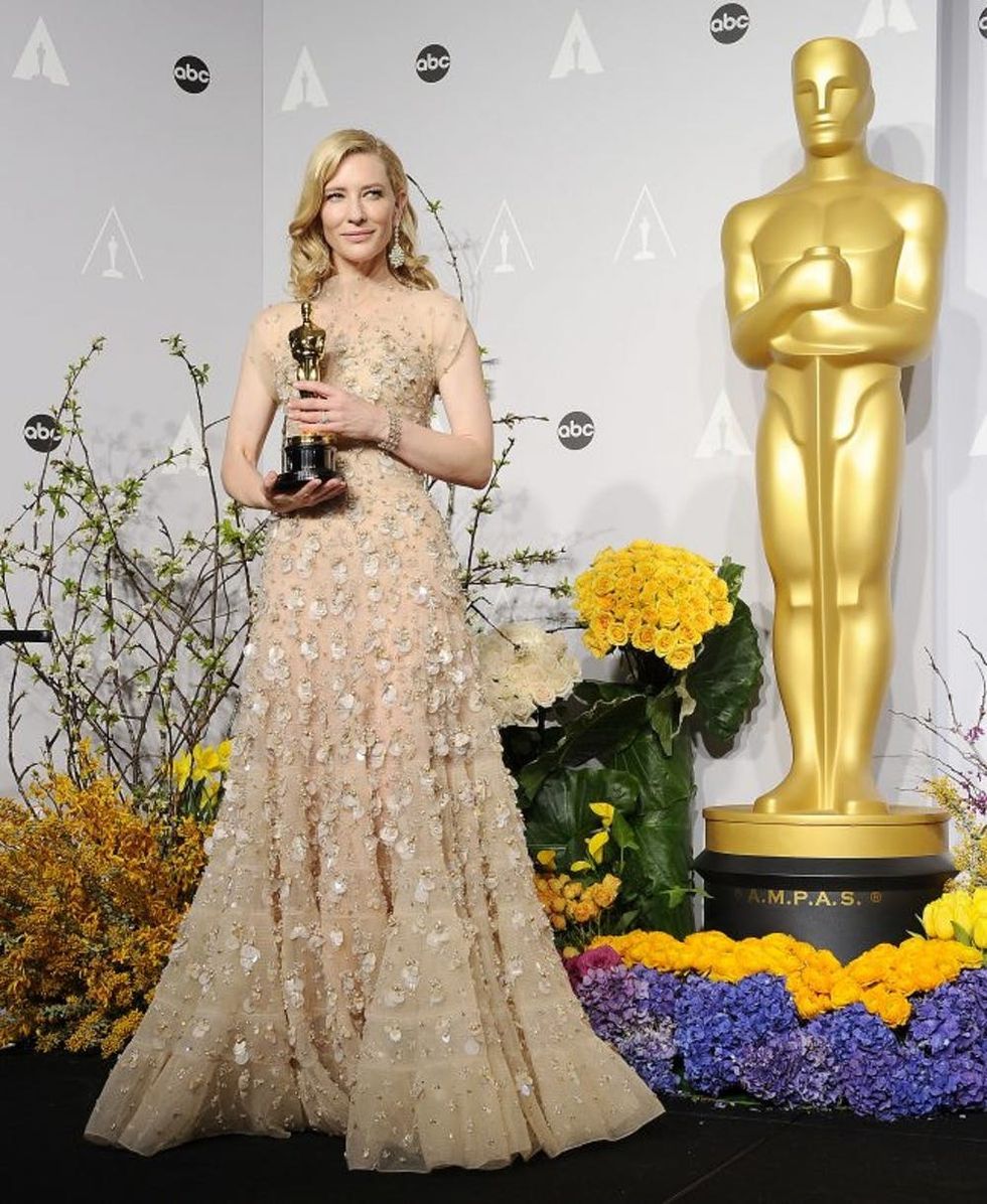 HOLLYWOOD, CA - MARCH 02: Actress Cate Blanchett poses in the press room at the 86th annual Academy Awards at Dolby Theatre on March 2, 2014 in Hollywood, California. (Photo by Jason LaVeris/WireImage)
