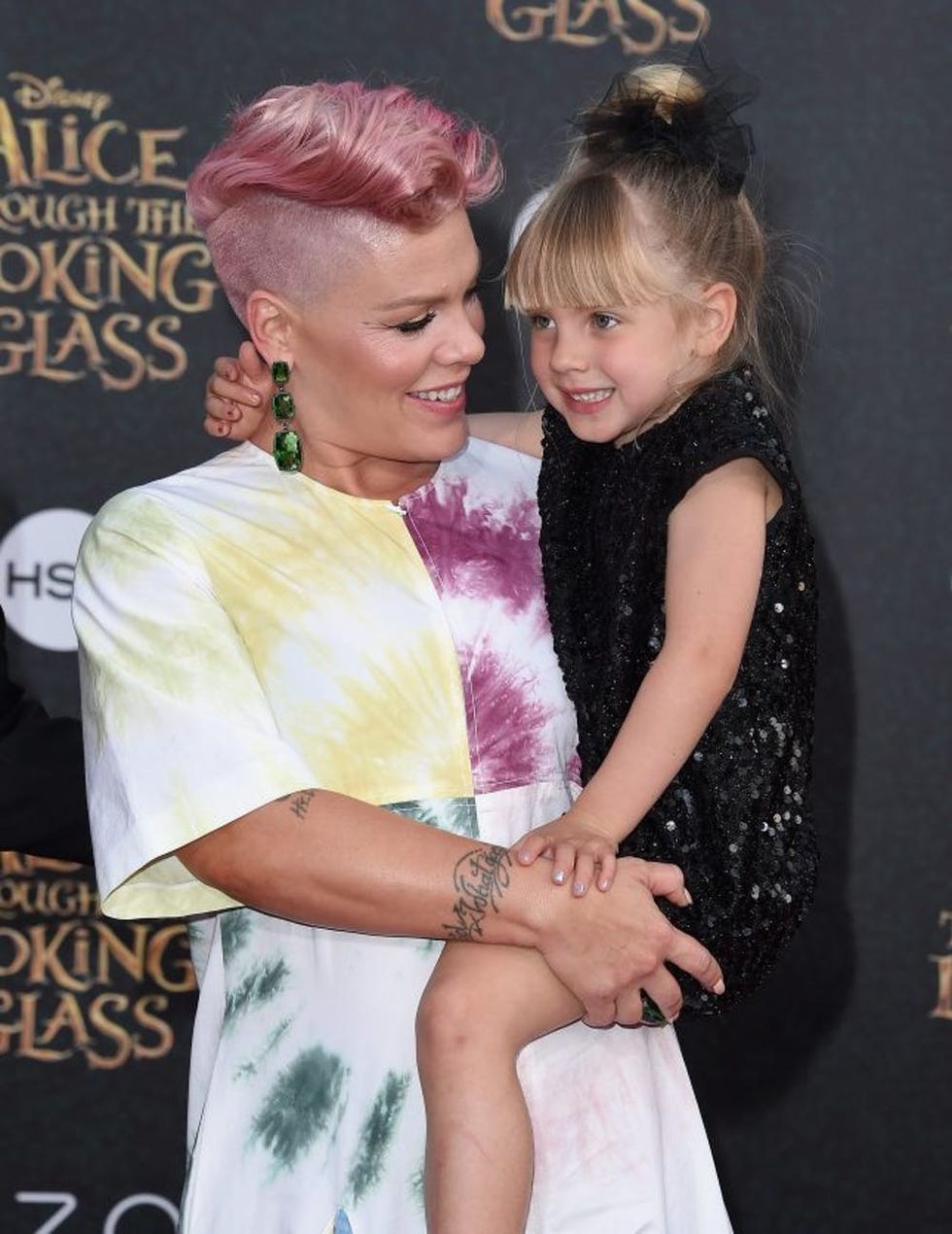 HOLLYWOOD, CA - MAY 23: Singer Pink and daughter Willow Sage Hart arrive at the premiere of Disney's 'Alice Through The Looking Glass' at the El Capitan Theatre on May 23, 2016 in Hollywood, California. (Photo by Axelle/Bauer-Griffin/FilmMagic)