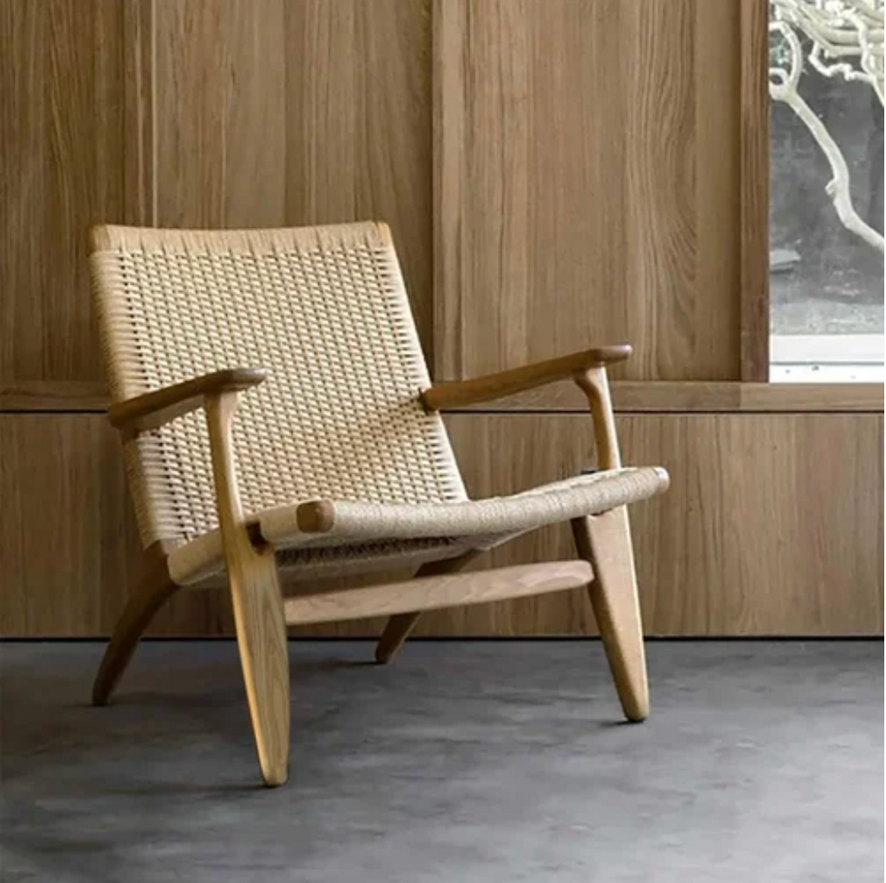 Homary Japandi Wood Outdoor Patio Lounge Chair Armchair