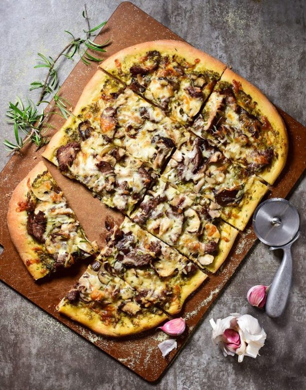 Homemade Steak and Mushroom Pizza