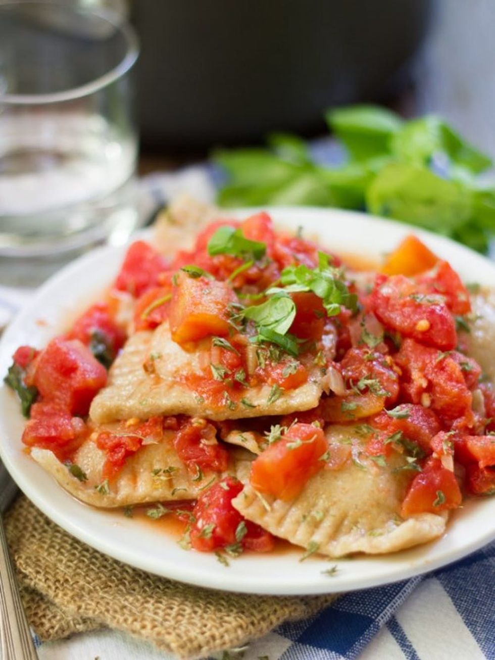 Homemade Vegan Ravioli With Pomodoro Sauce