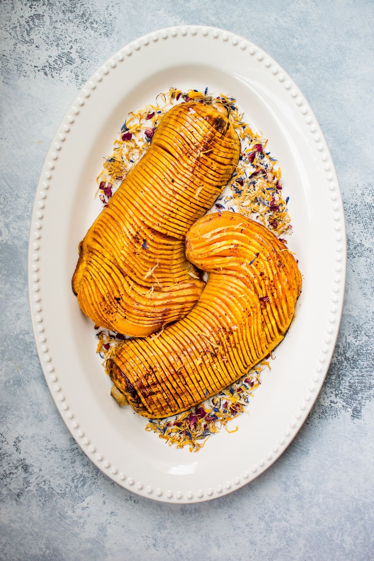 Honey Cinnamon Roasted Hasselback Butternut Squash