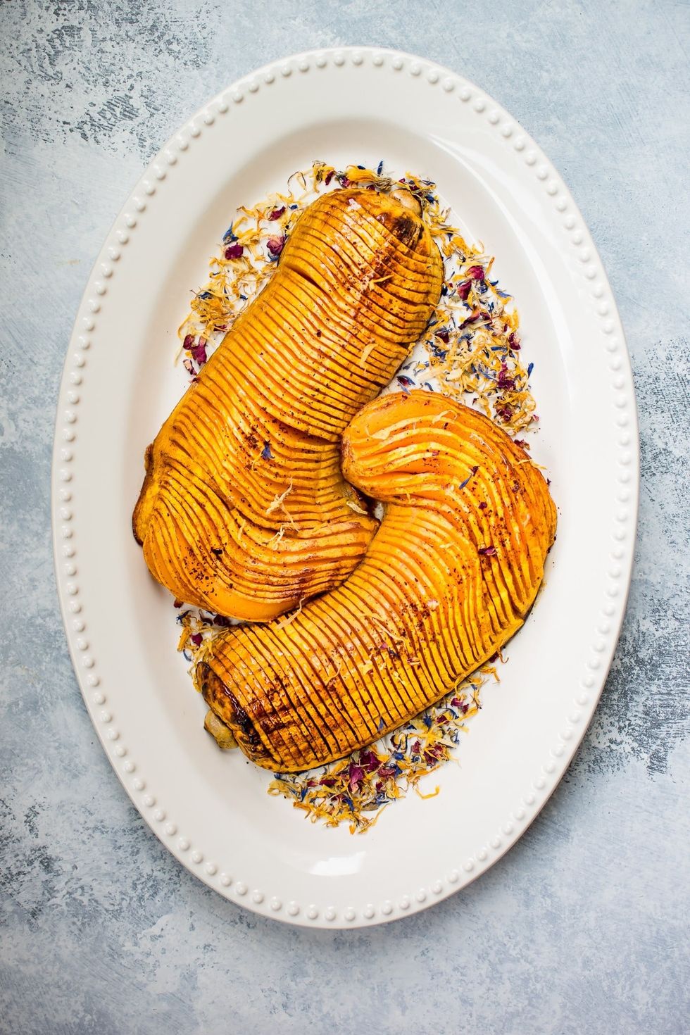 Honey Cinnamon Roasted Hasselback Butternut Squash
