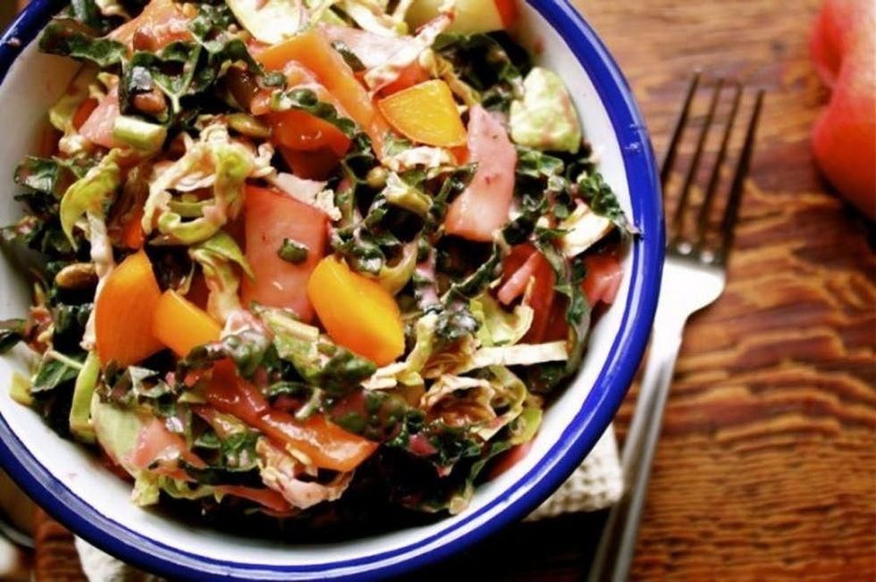 Honey Crisp, Kale, & Persimmon Salad