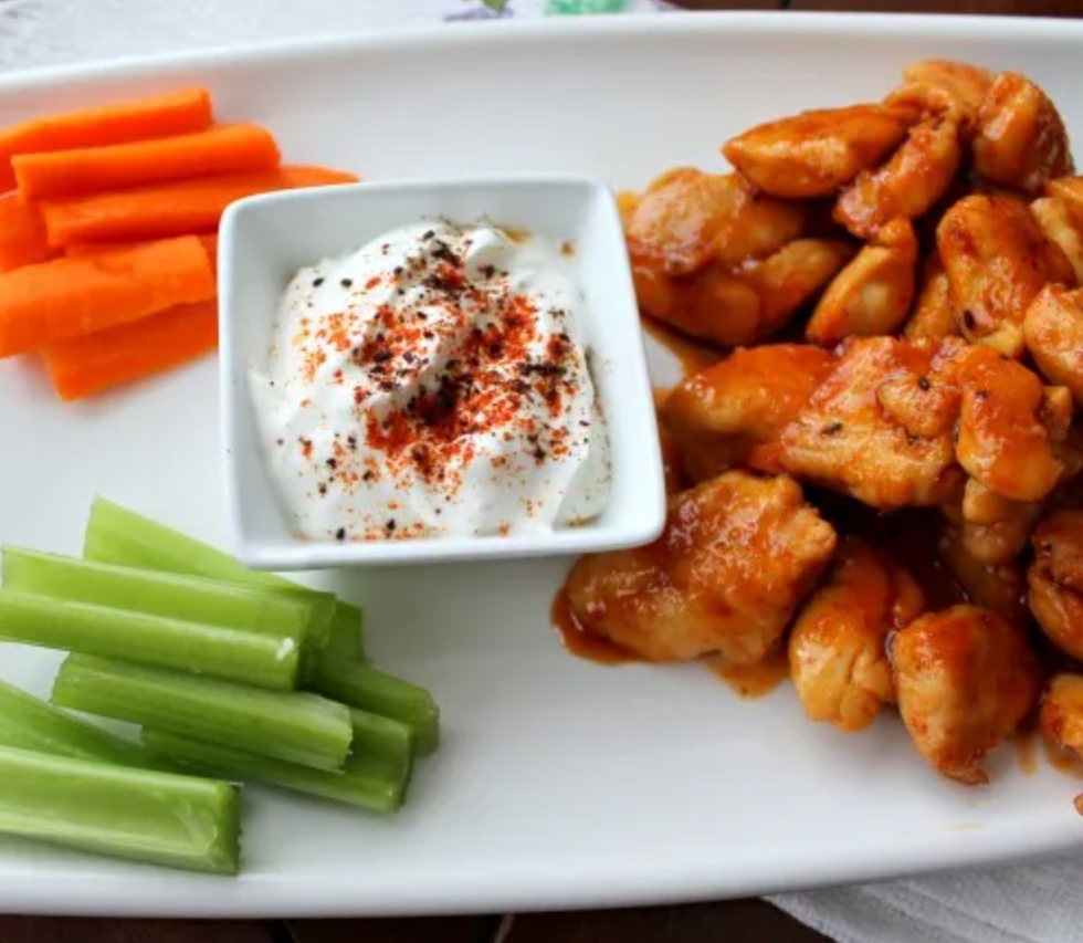Honey Cumin Boneless Chicken Wings With Greek Yogurt Dip