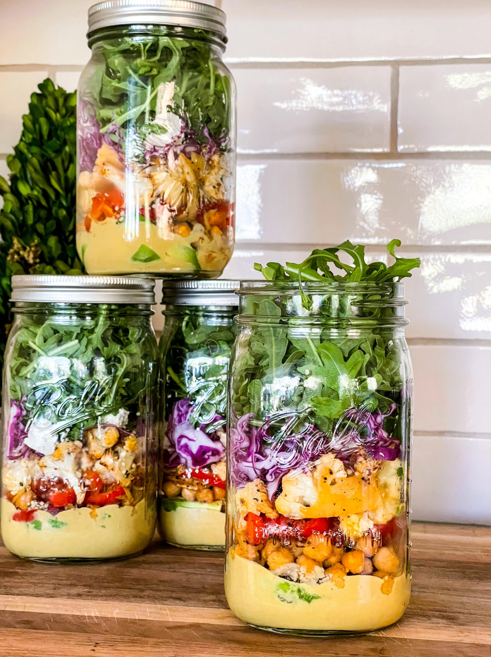 Honey Mustard Mason Jar Salads