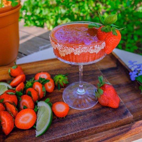 Honey Strawberry Basil Margarita