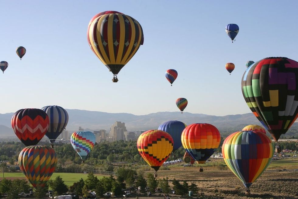 Hot air balloons lift off during the Great Reno Balloon Race