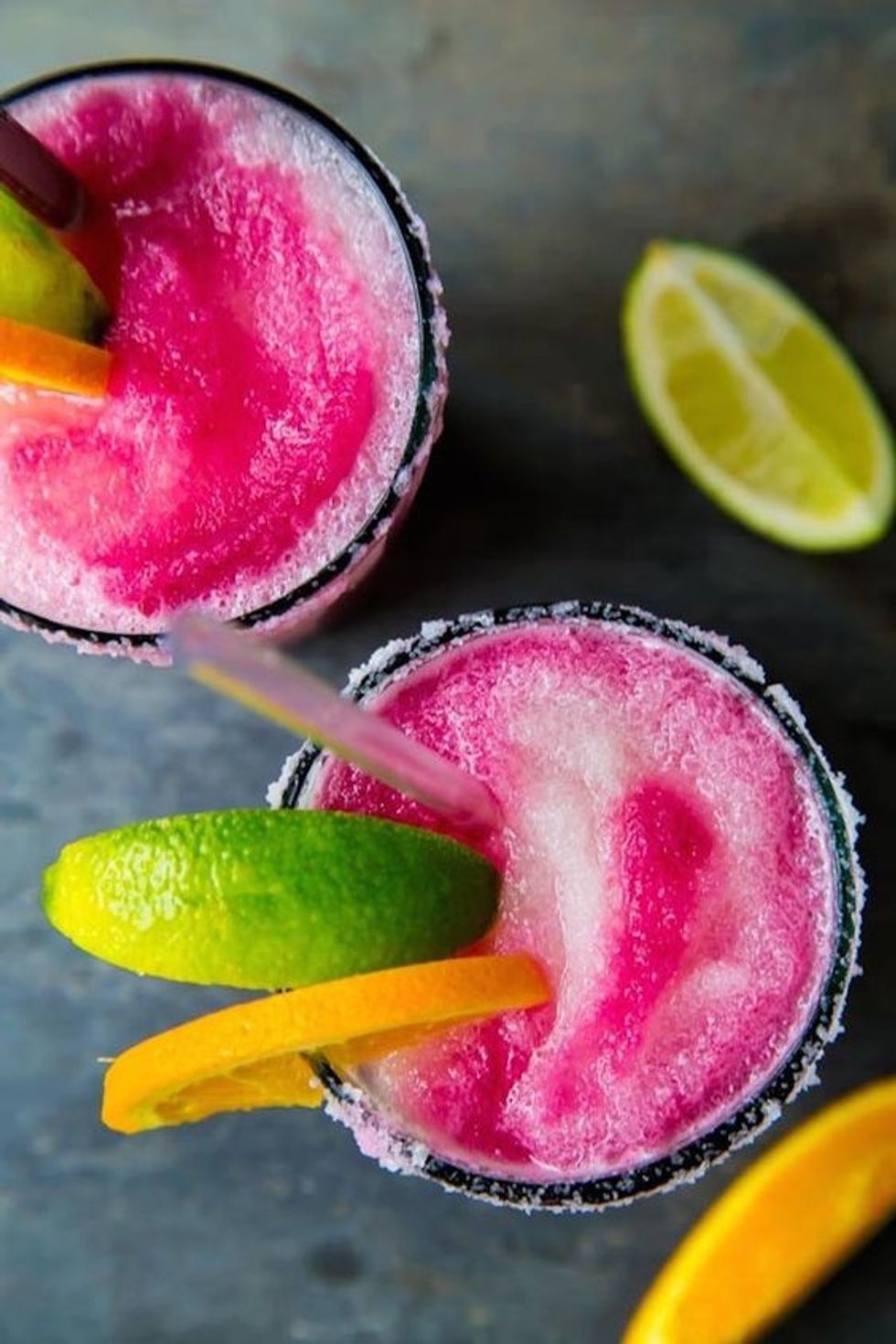 hot pink sangria swirled frozen margaritas
