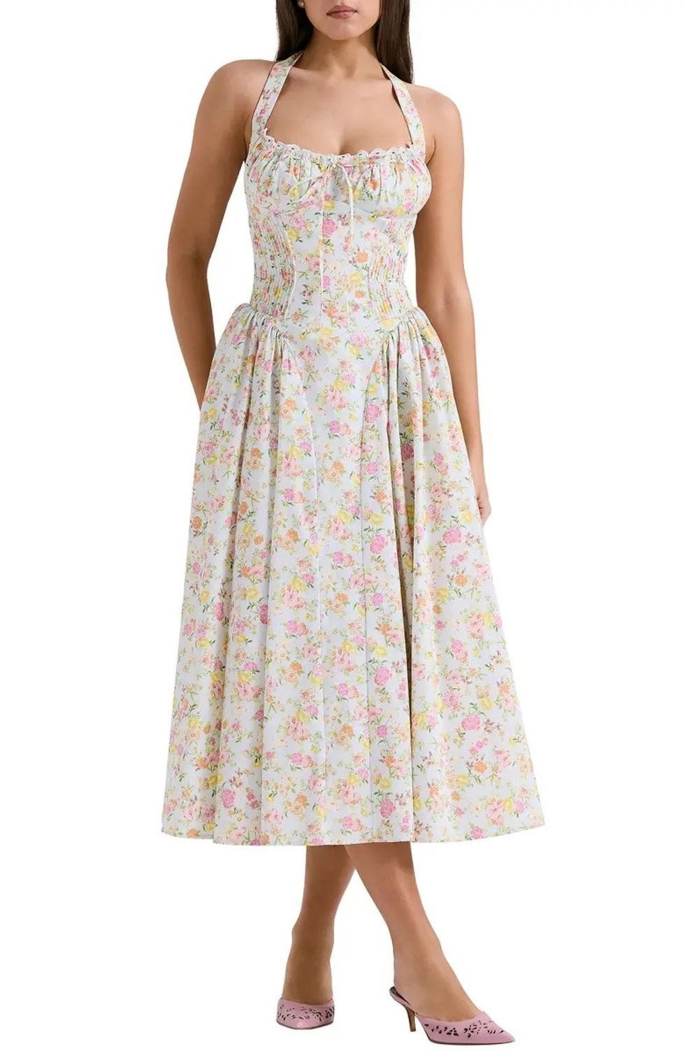 House of CB Adabella Floral Pleated Halter Sundress