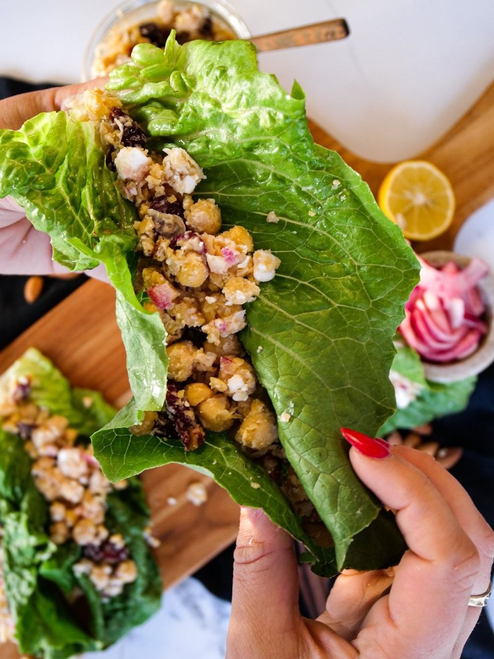 How To Make Vegan Chickpea Cranberry Lettuce Wraps