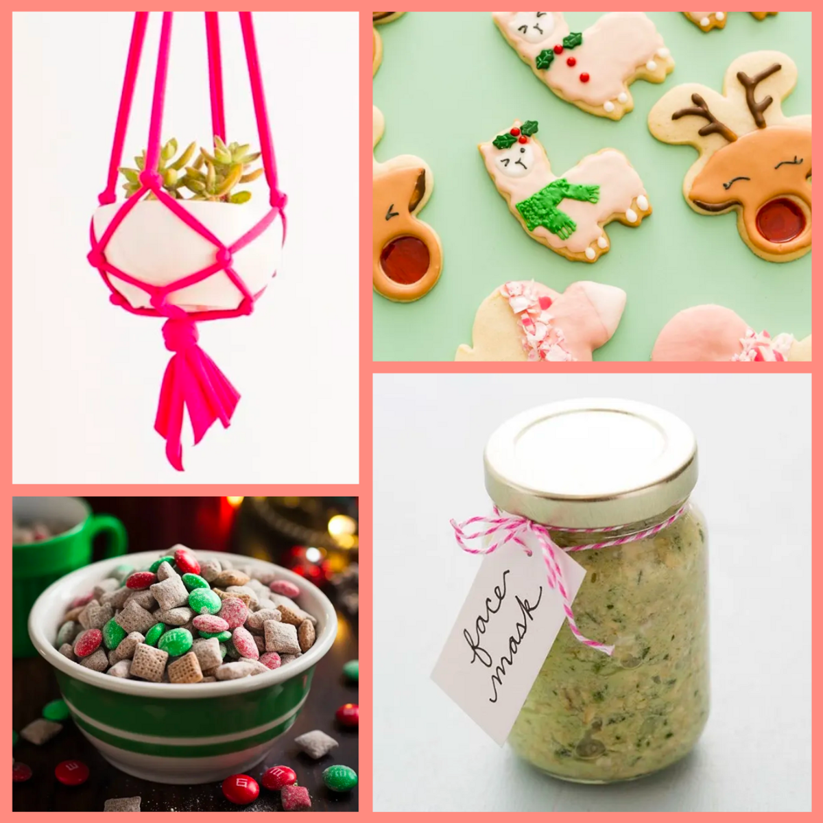 ideas for homemade gifts including food gifts, DIY beauty gifts, and DIY home decor gifts