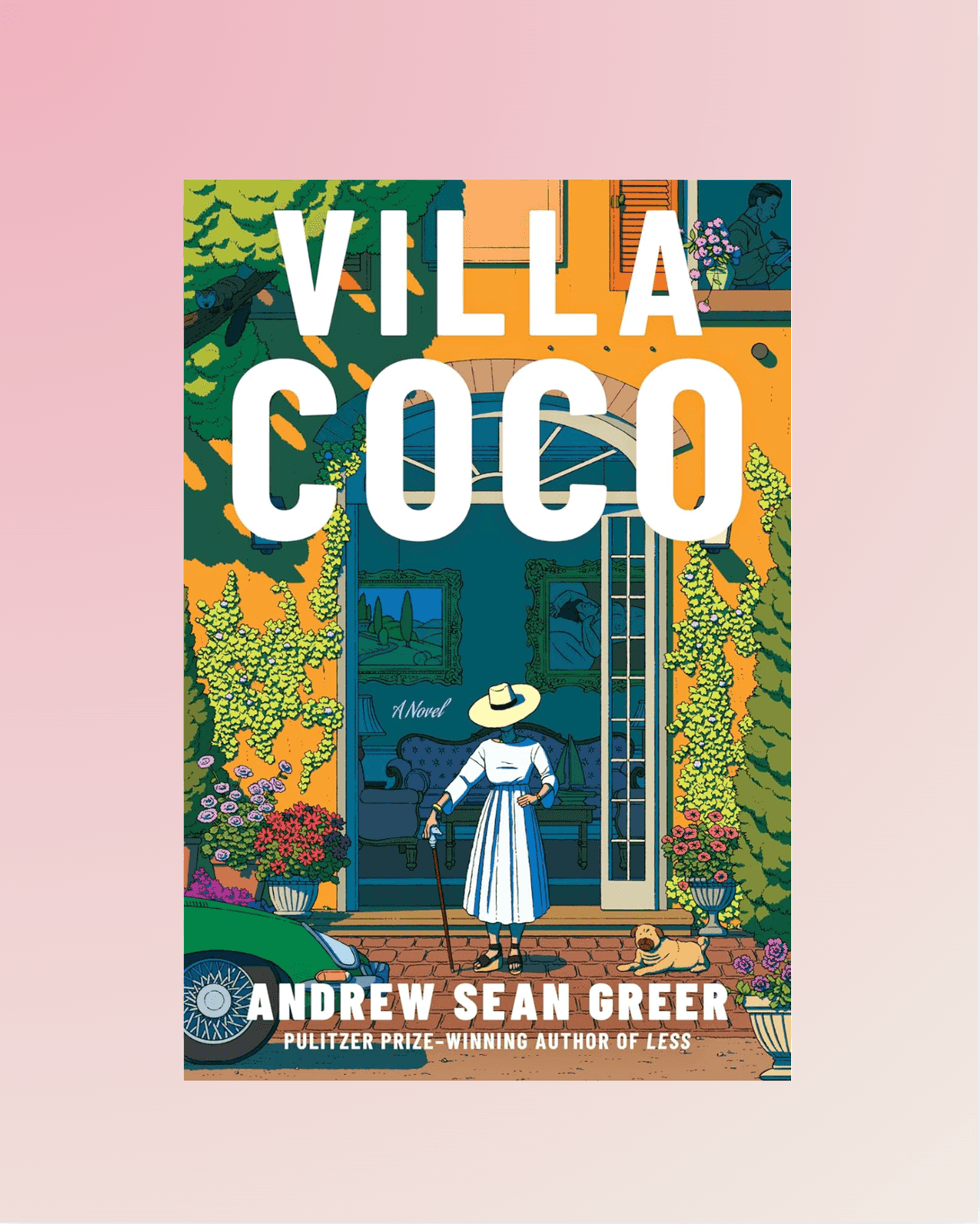 Illustrated book cover of "Villa Coco" by Andrew Sean Greer.