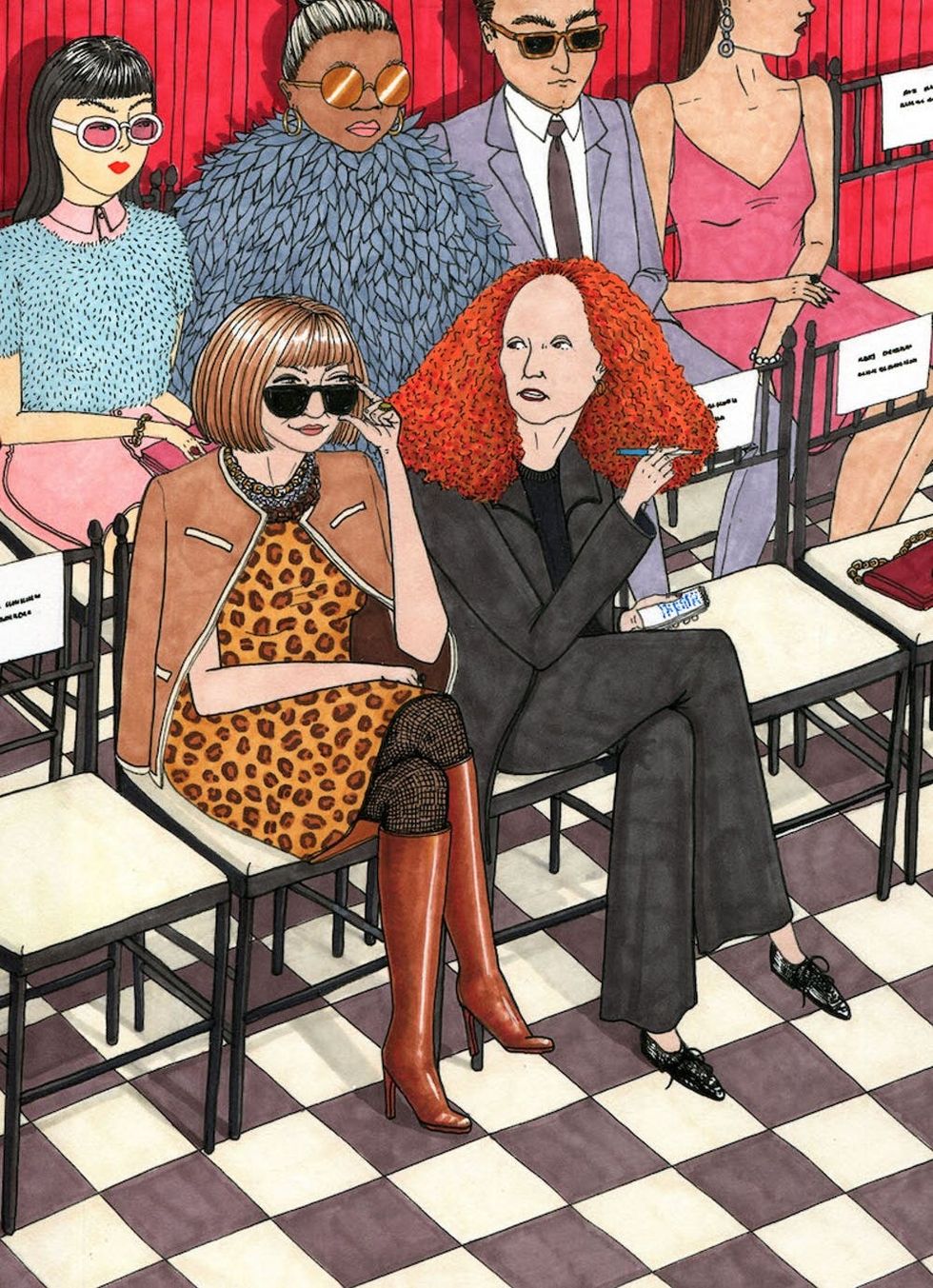 Illustration of Anna Wintour and Grace Coddington from Bosom Buddies