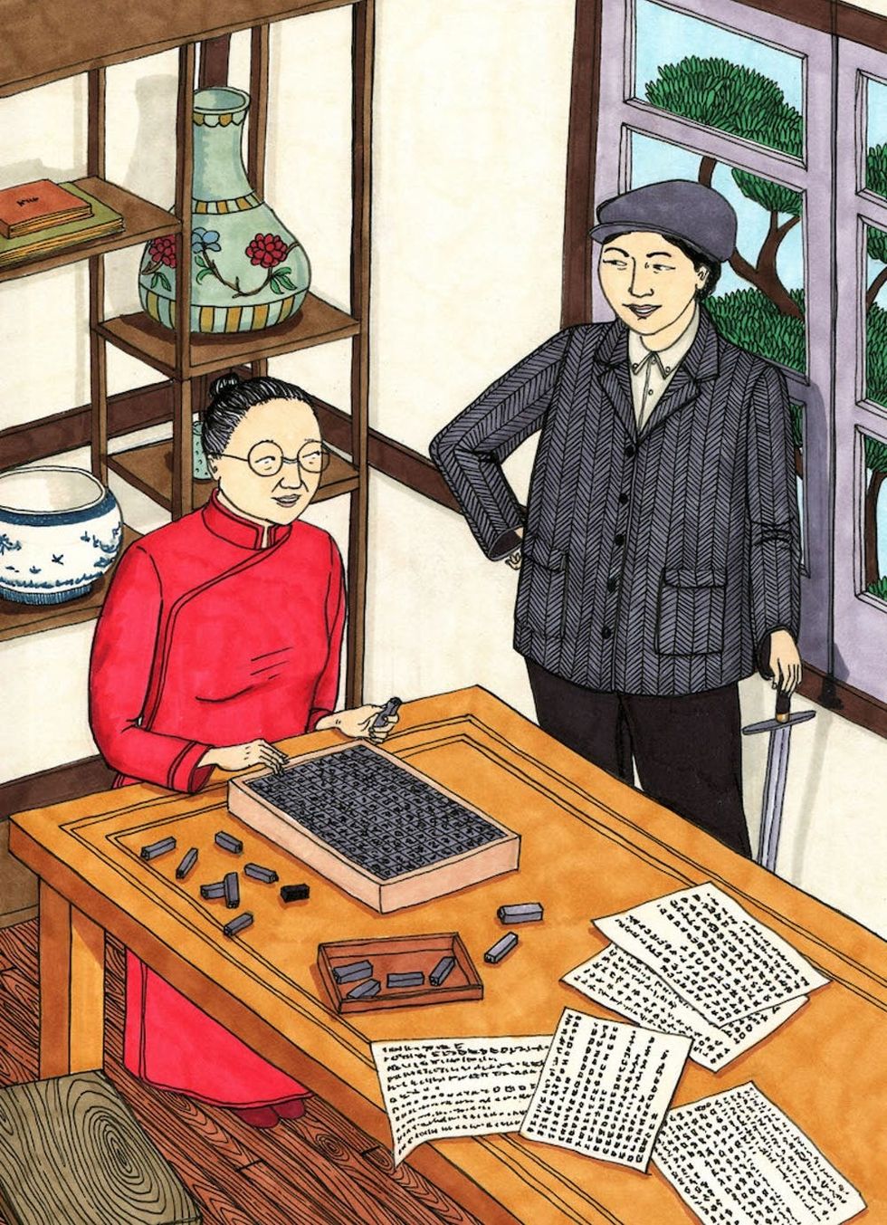 Illustration of Qiu Jin and Xu Zihua from Bosom Buddies