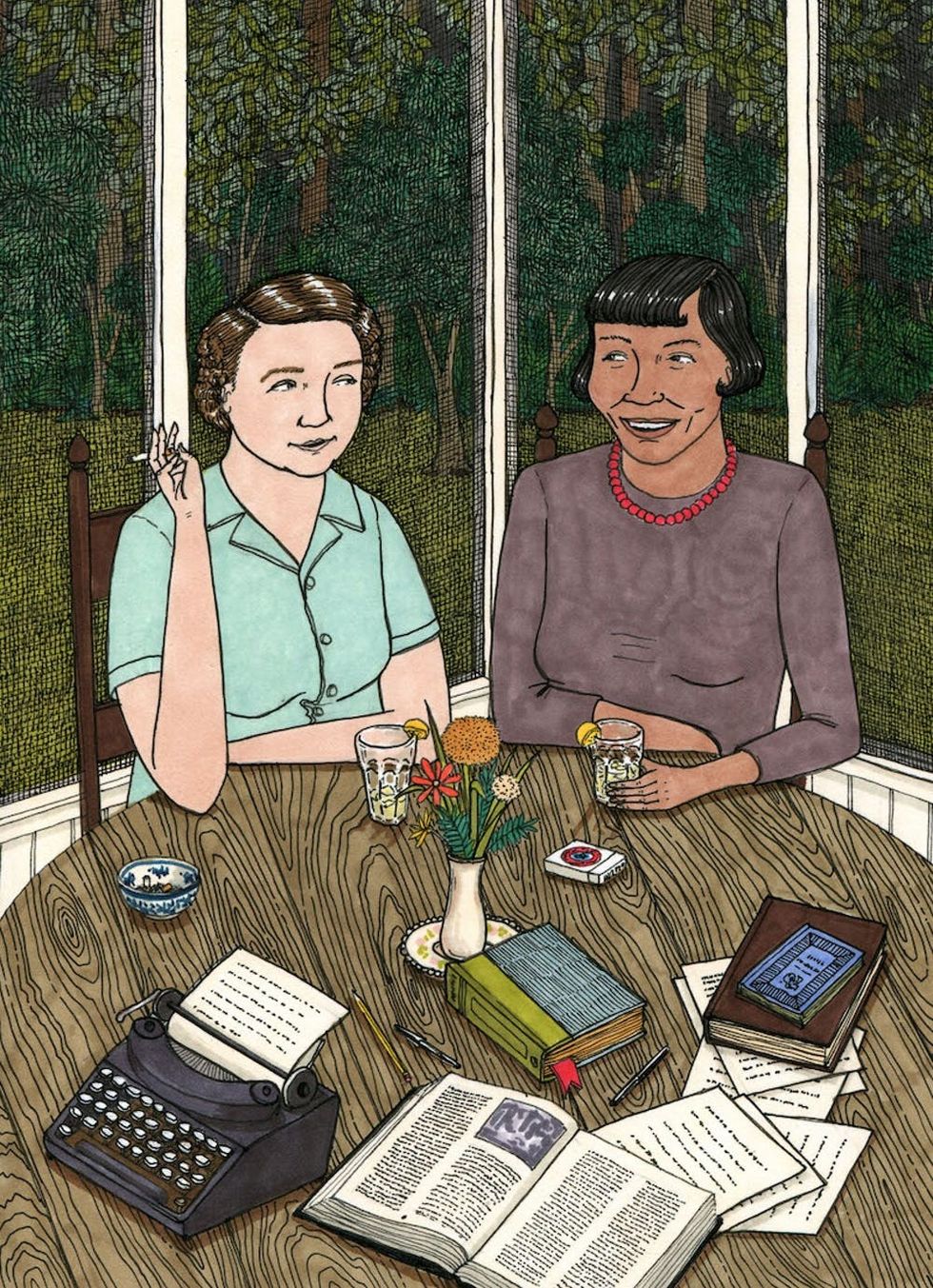 Illustration of Zora Neale Hurston and Marjorie Kinnan Rawlings from Bosom Buddies