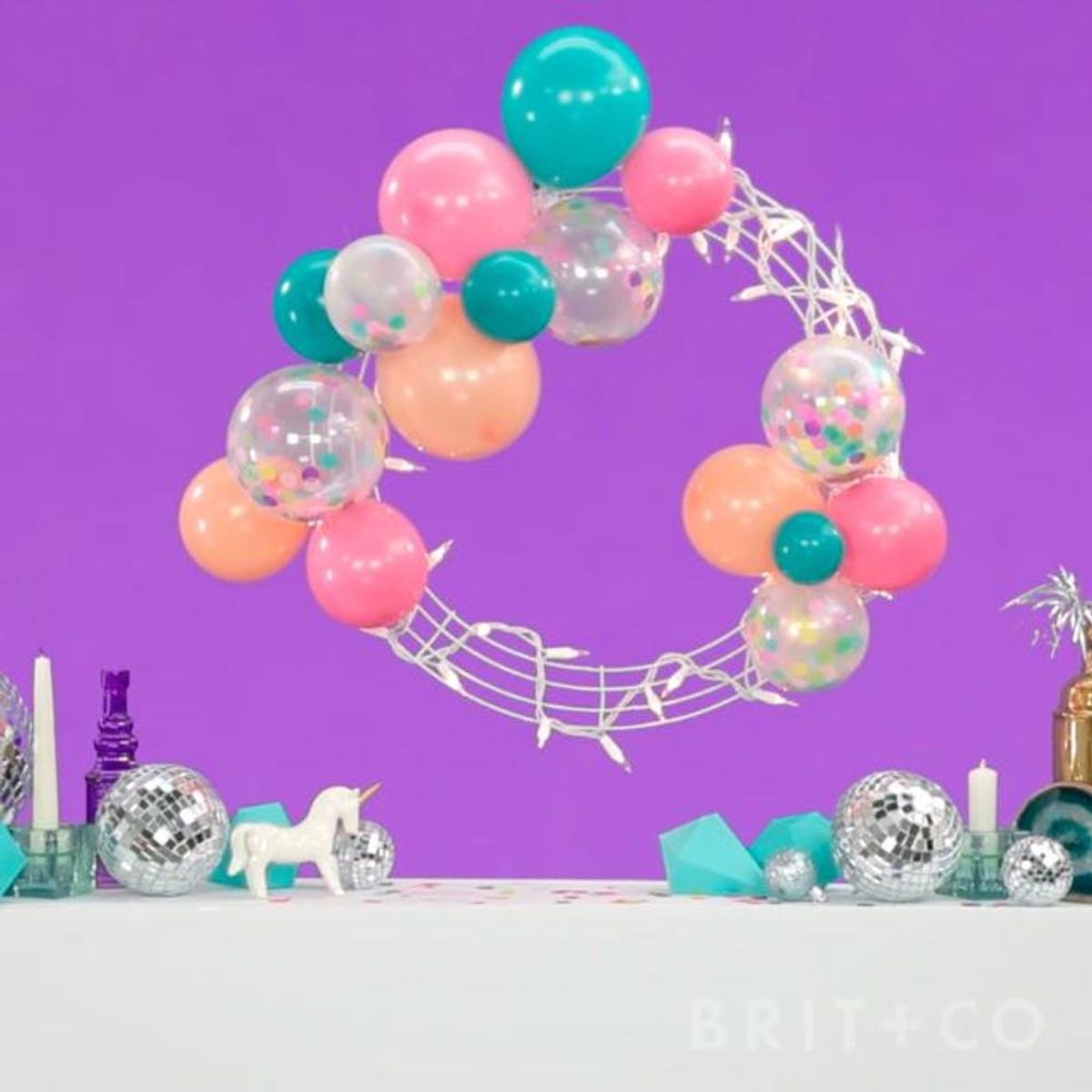 How to DIY a Confetti Balloon Wreath Brit + Co