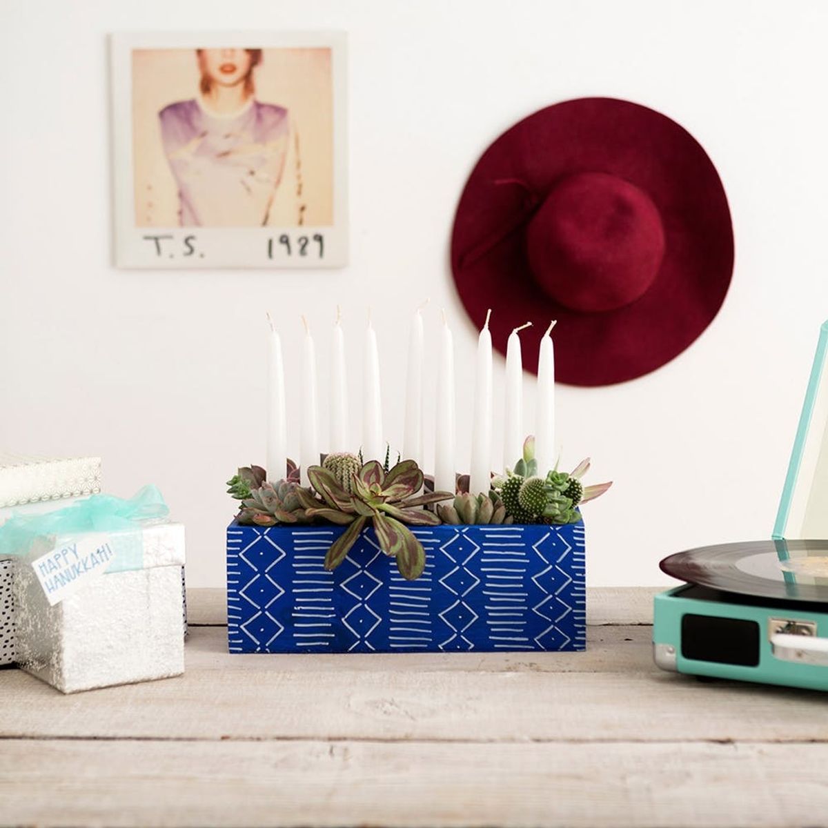 Friends-Mukkah Mud Cloth-Inspired Succulent Menorah