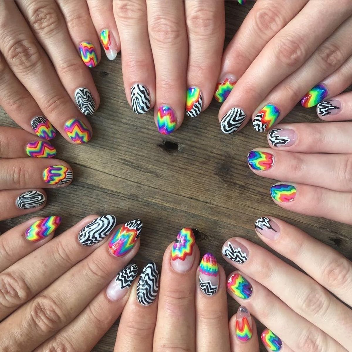 Get Your Groove on With These 11 Tie-Dye and Black Nails