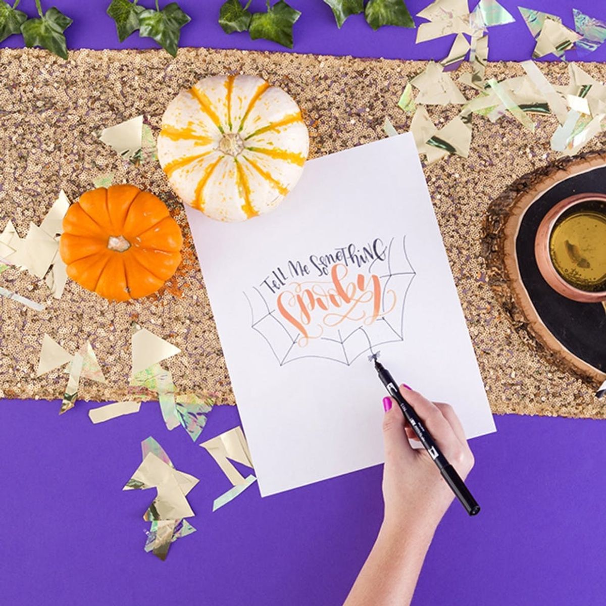 Make Your Own Halloween Lettering Art With This Tutorial + Free Printable