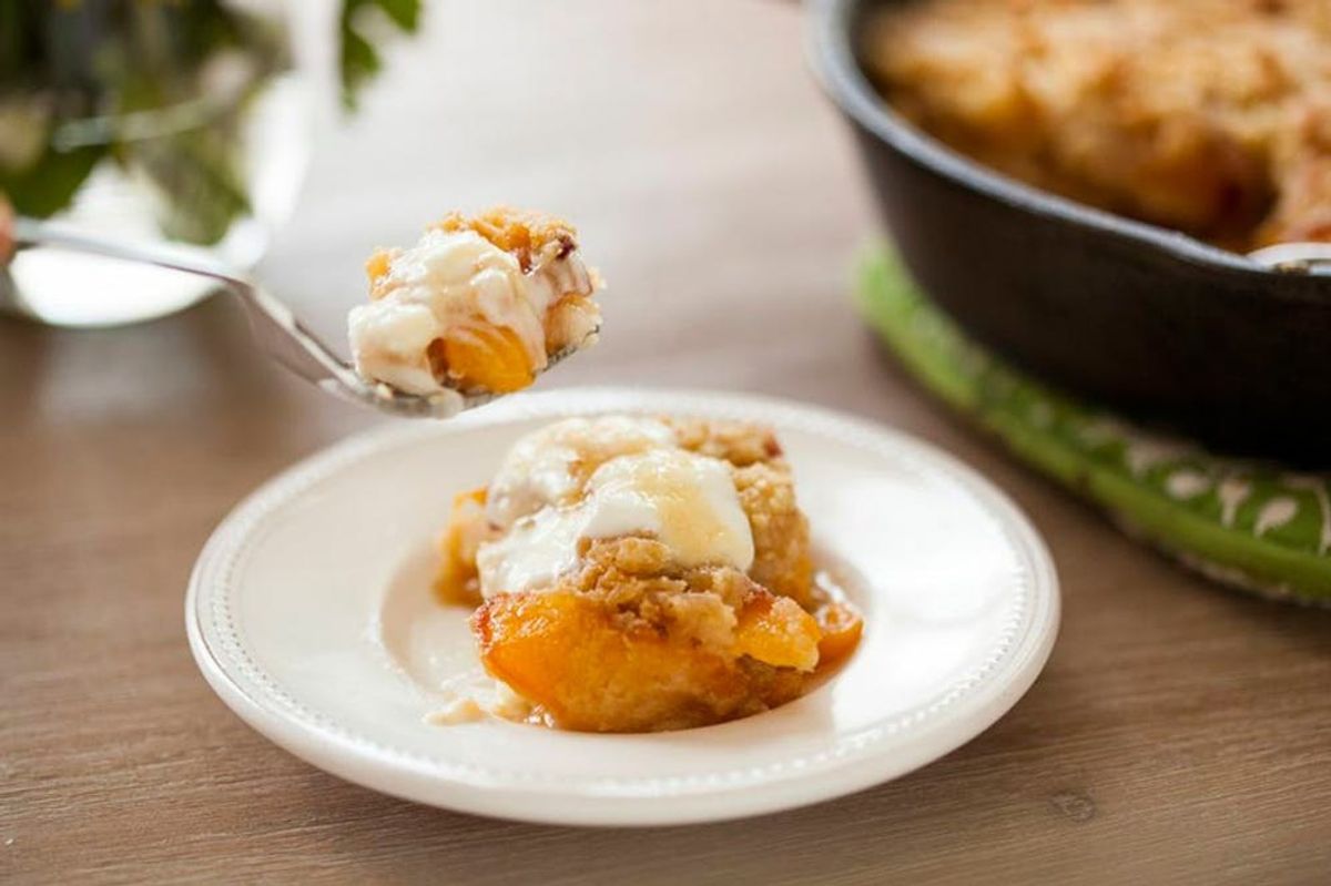 One Pot Wonder: Olive Oil and Peach Dump Cake (Gluten-Free)