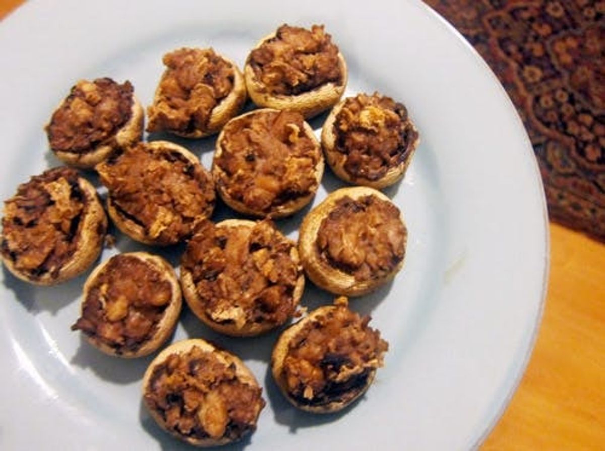 White Bean Walnut Mushroom Caps