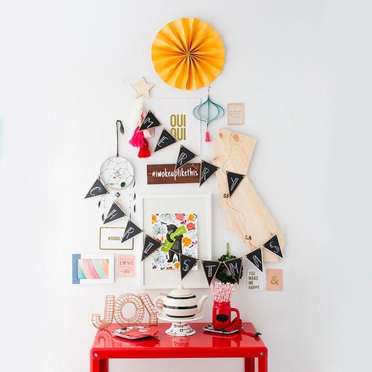 How to Turn Your Everyday Salon Wall into a Christmas Tree