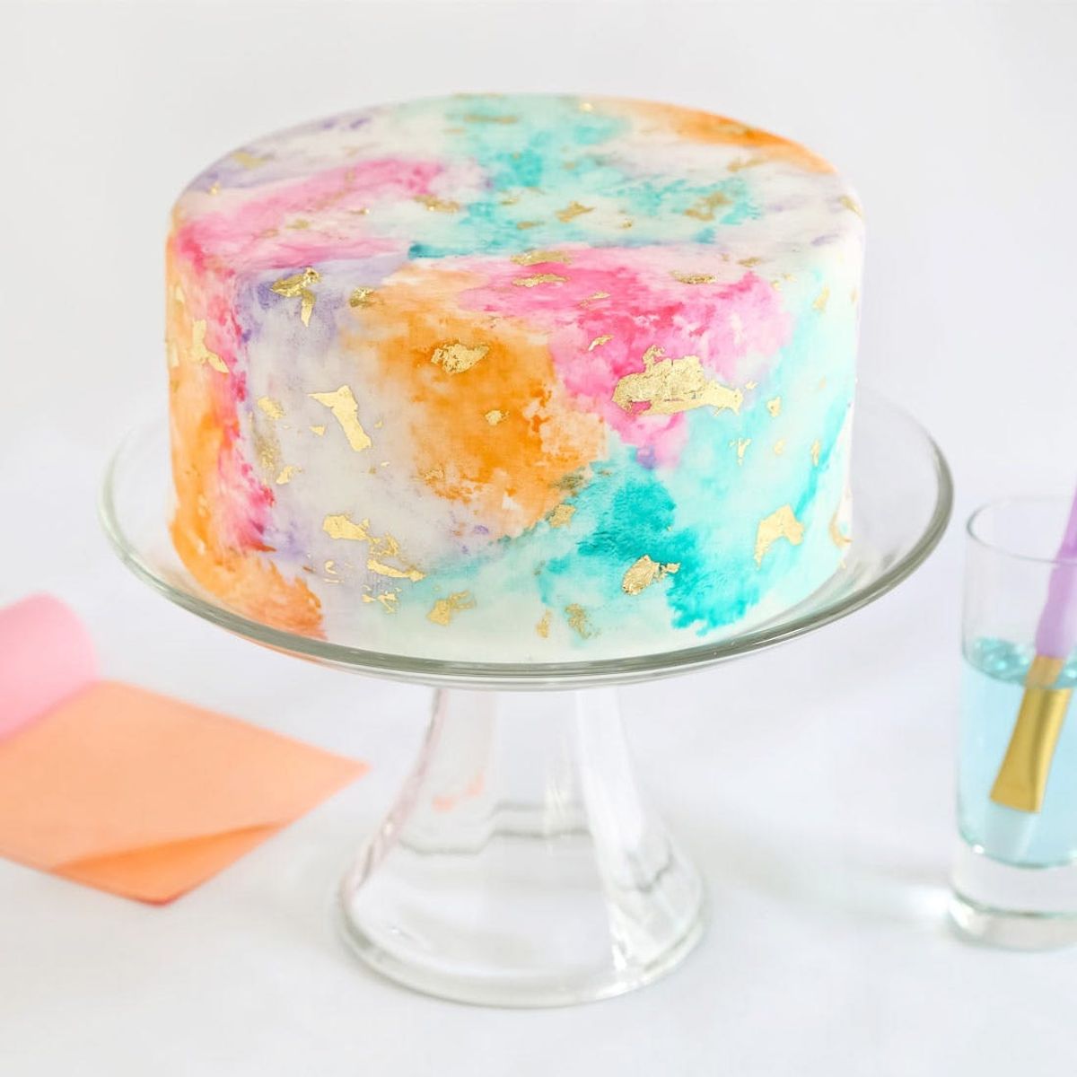 How to Make a Gilded Watercolor Cake That Will Majorly Impress Your Guests
